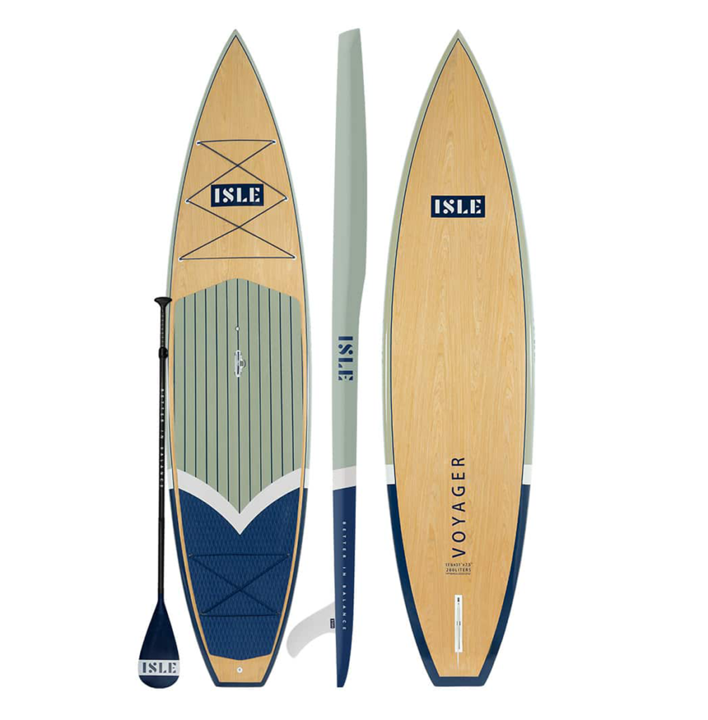 10’5” Long x 32 Wide x 4.5” Thick Comfort-Top Deck Pad — 235 Pound Capacity ISLE Cruiser Stand Up Paddle Board & SUP Bundle — Rigid Board with Lightweight Foam Core and Soft 